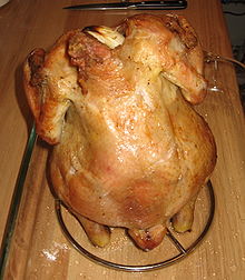 Beer can chicken with wire stand